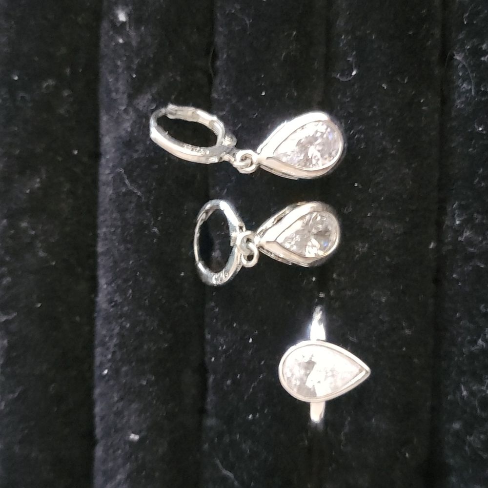 Silver ring and earrings